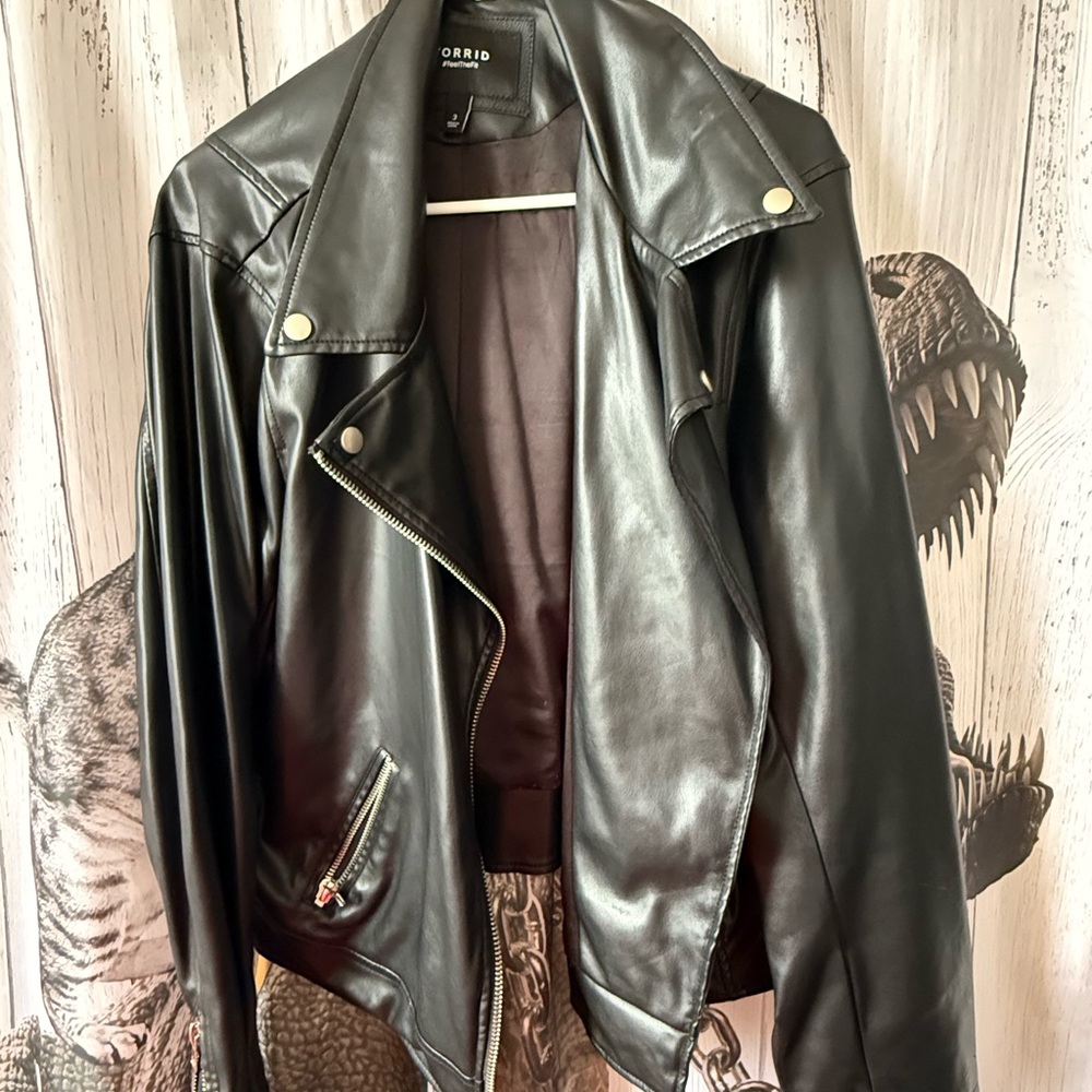 Torrid Black Faux Leather Coat